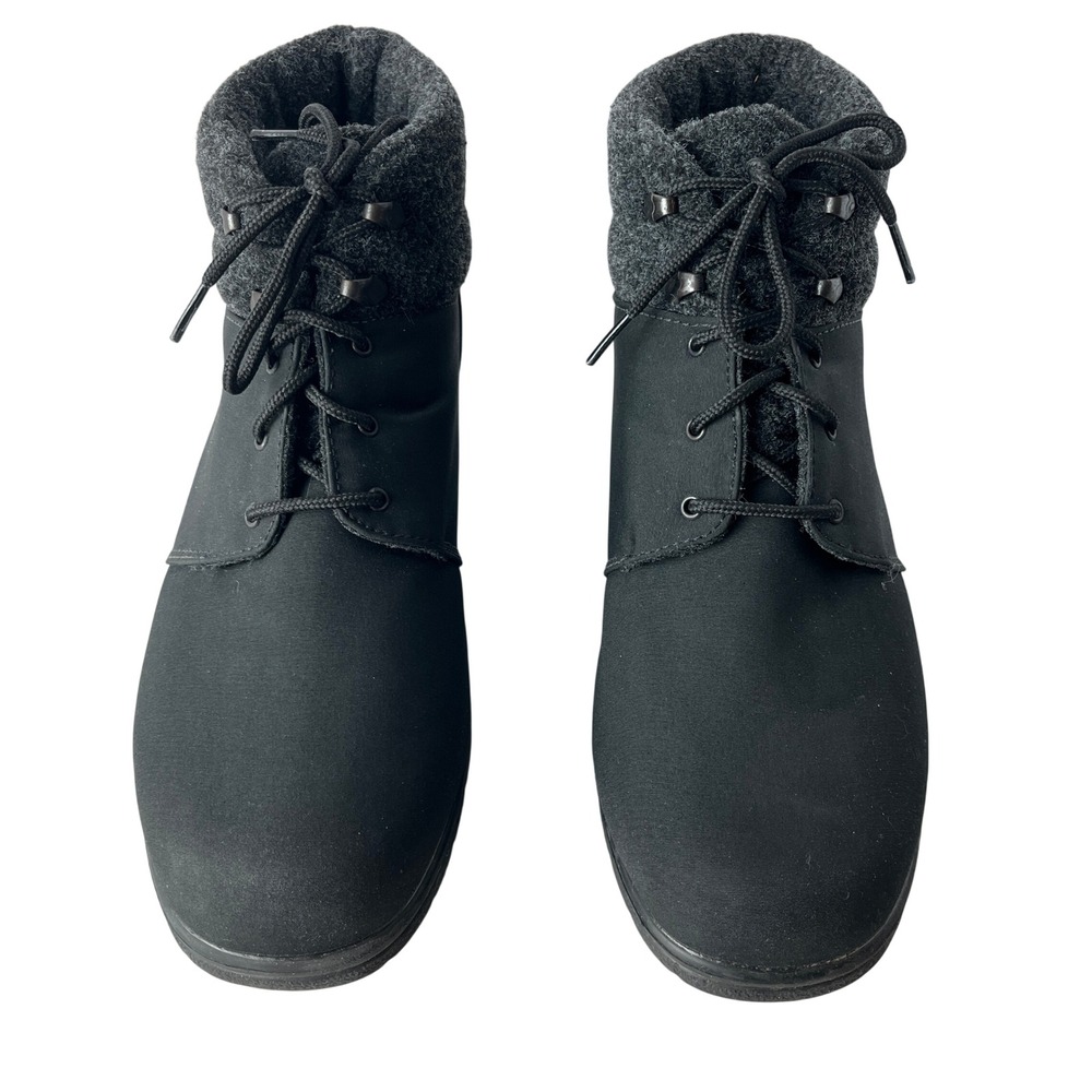Toe‎ Warmers Winter Boots Black Faux Leather Fleece Lace Up Womens 11 Wide